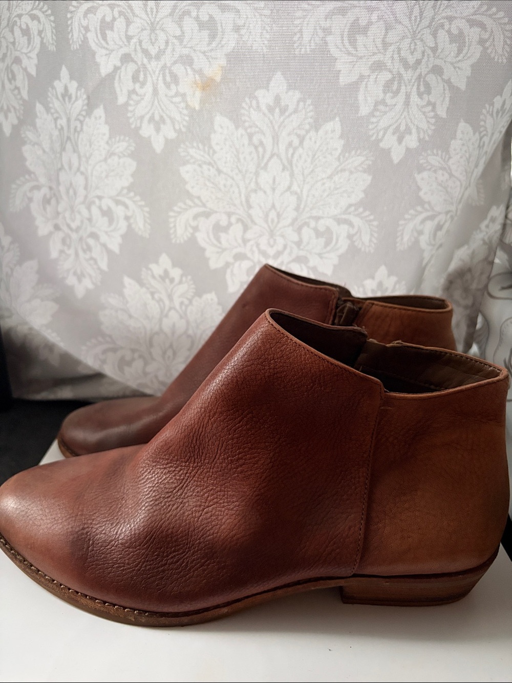 Gianni Bini Chestnut Brown Leather Ankle Booties